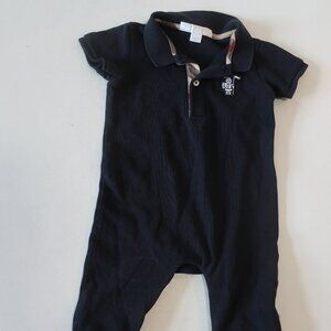 Baby Boy Girl Burberry Children Black Short Sleeve One Piece Onesie US/9M (74CM)